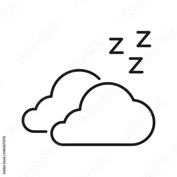 Fototapeta Clouds With Sleep Symbol Line Icon. Dreaming, Relaxation, And Restful Sleep Outline Symbol. Sleep Quality And Nighttime Imagery. Editable Stroke. Isolated Vector Illustration