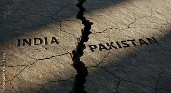 Fototapeta Conceptual representation of the geopolitical division between India and Pakistan