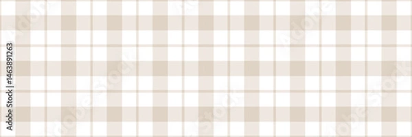 Obraz Minimalist soft neutral beige and white gingham check plaid pattern texture background vector repeat pattern banner design