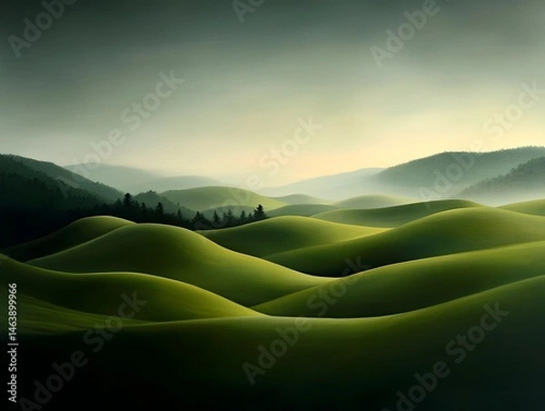 Obraz Serene rolling hills in a tranquil pastoral landscape