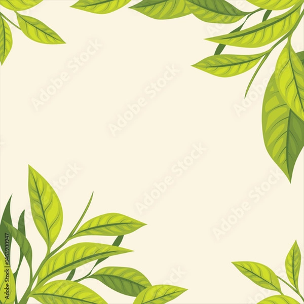 Obraz Green tea leaf border frame