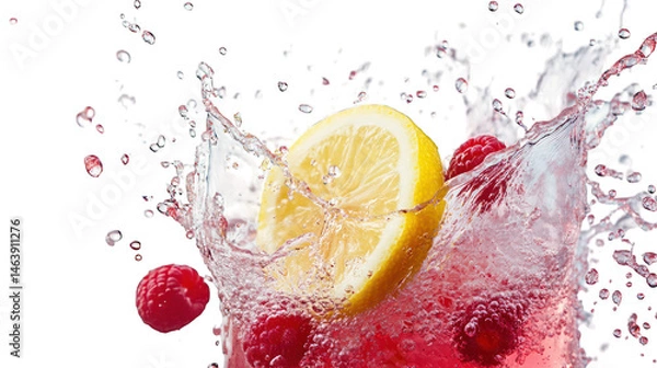 Fototapeta Refreshing raspberry lemonade splash