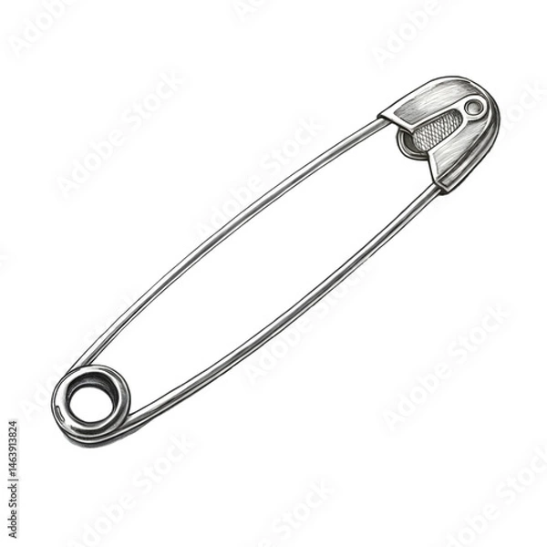 Fototapeta Close-up of a Silver Safety Pin: High-Resolution Image on transparent background
