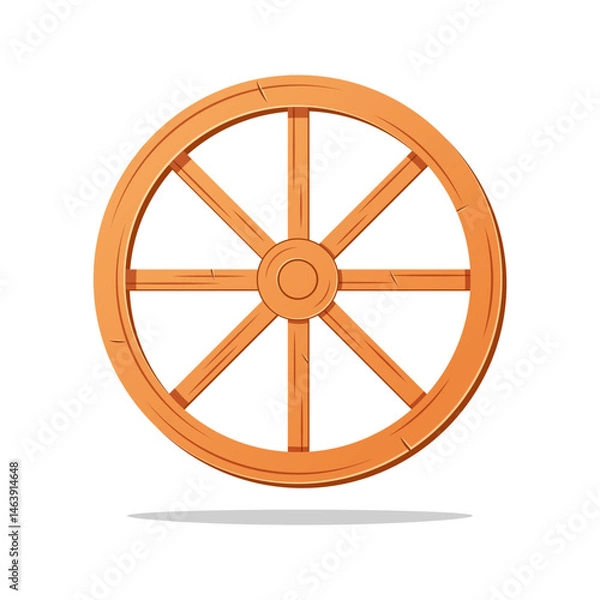 Fototapeta Simple wooden wheel vector design isolated on white background.