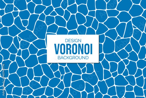Obraz Abstract geometric voronoi grid pattern background. Pebble-like irregular line texture, abstract hand drawn blue and white vector wallpaper. For web tiles, science and interior designs. line polygonal