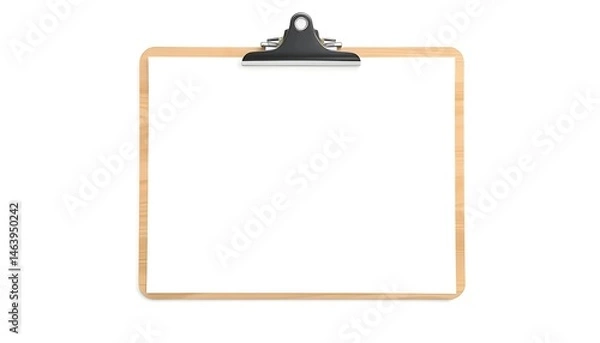 Fototapeta Simple Wooden Clipboard with Blank Paper - Design Presentation Mockup