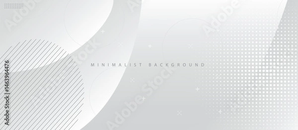 Fototapeta  modern minimalist grayscale background with flowing shapes, geometric patterns, halftone texture
