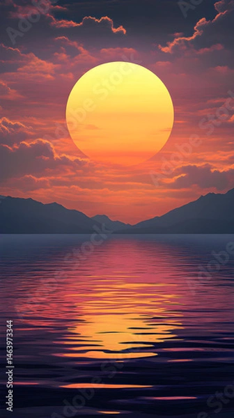 Fototapeta The Tranquil Symphony of Twilight: A Silhouette of Nature at Sundown