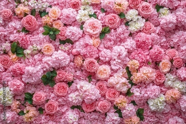 Obraz Lush Floral Display Soft Pink Roses and Hydrangeas Full Delicate Design