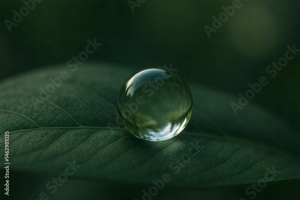 Fototapeta AI-generated close-up of a dew drop on a leaf with intricate vein details