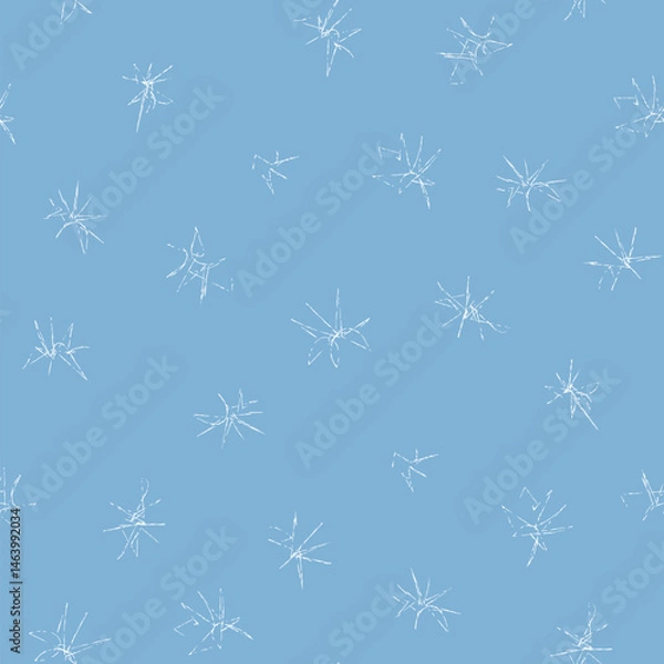 Fototapeta White hand drawn flowers with thin petals are creating a seamless floral pattern on a serene blue background, perfect for adding a touch of delicate beauty to any design