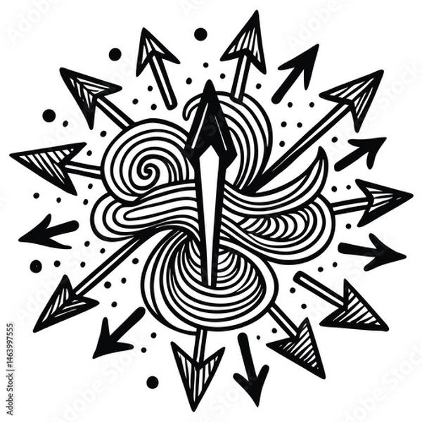 Fototapeta Abstract Arrow Design with Swirling Lines