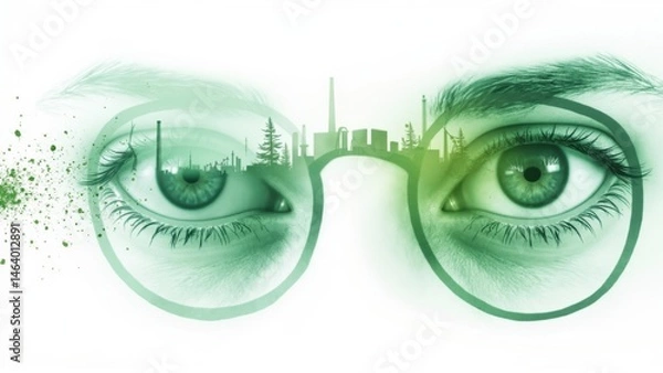 Fototapeta Breathtaking ethereal views of nature through binoculars an abstract journey