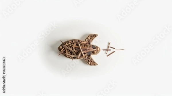 Fototapeta Minimalist turtle sculpture in natural environment artistic imaginative design