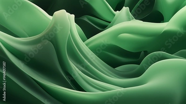 Fototapeta Abstract fluid green wave background design with smooth gradient curves