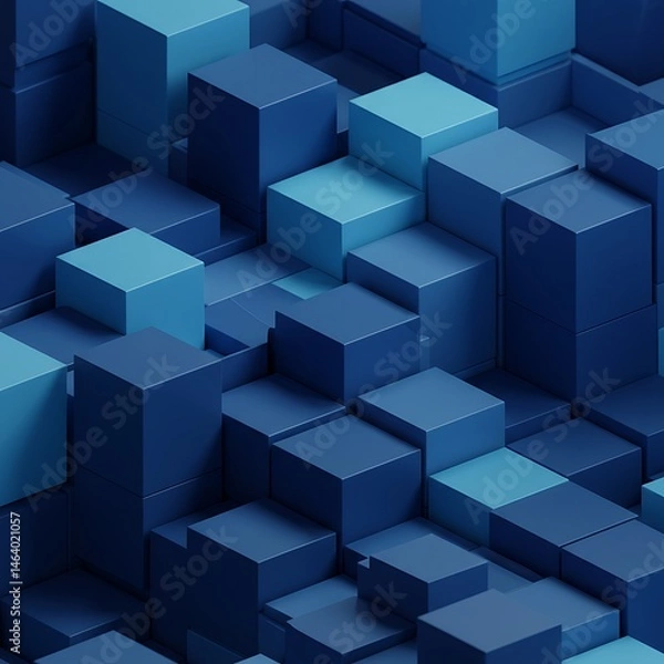 Fototapeta Abstract Blue Cube 3D Pattern Background
