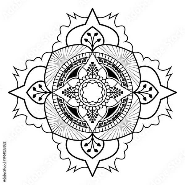 Fototapeta Print Simple mandala design for coloring isolated on white background