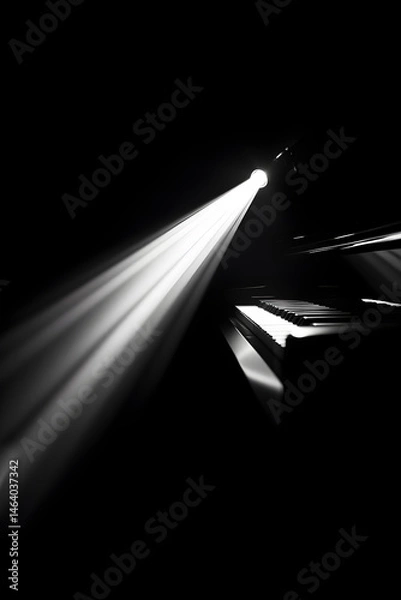Fototapeta Solitary Pianist in Spotlight: A Symphony of Shadows and Light
