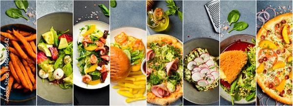 Obraz The range of dishes on the menu. Collage, banner from photos.