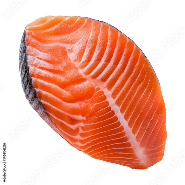 Obraz Fresh Salmon Slice on White Background