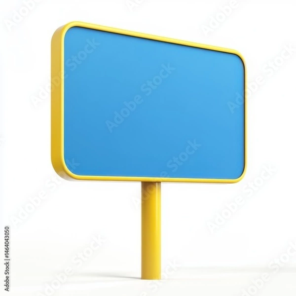 Fototapeta Blue and yellow sign isolated on white background