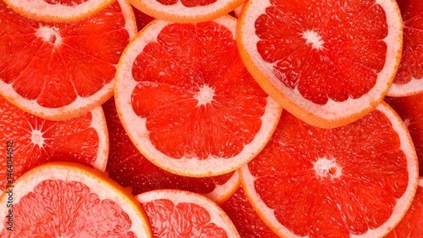 Obraz Grapefruit pattern. Top view citrus fruits. Close up.