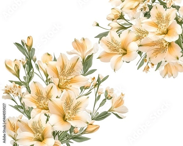Fototapeta Elegant pastel yellow flower arrangement, isolated on white