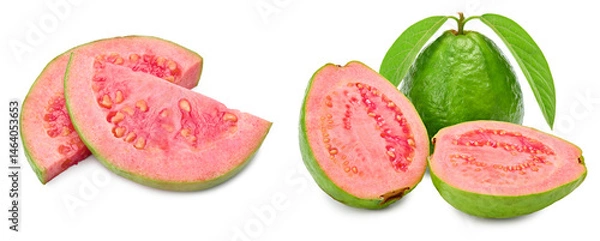 Fototapeta sliced guava isolated on white background. clipping path