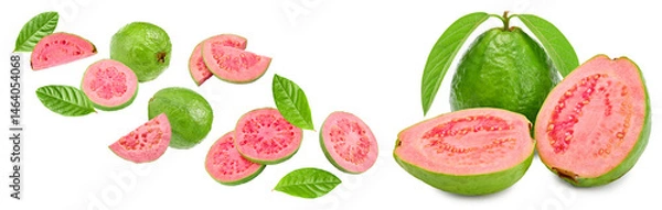 Fototapeta sliced guava isolated on white background. clipping path