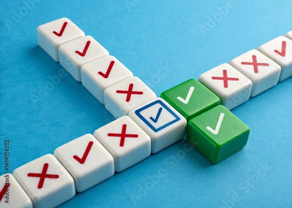 Fototapeta Select all components of the plan correctly and continue working. Coincidence of all conditions for further progress. Allow some tasks and continue working. Set the correct options.