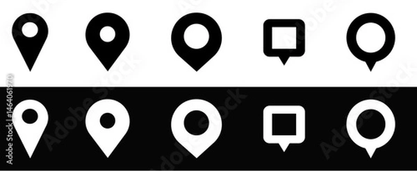 Fototapeta Location map pin icons set. Modern map marker collection. Pinpoint. Location pin icon. Map pin place marker. Map marker pointer icon. GPS location symbol.