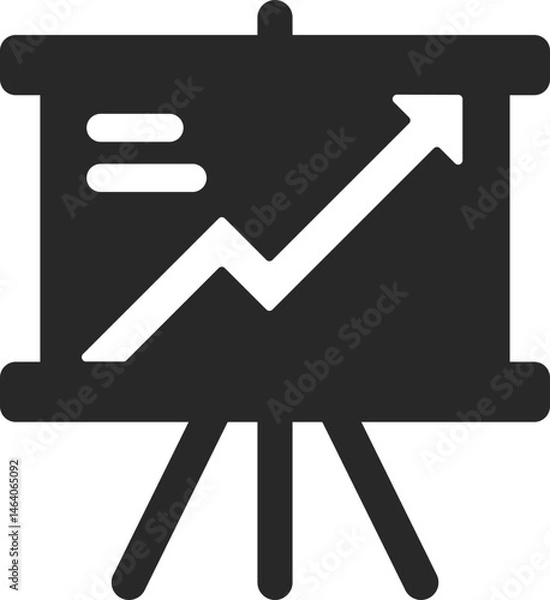 Obraz Business presentation board with growth chart icon, solid icon vector.