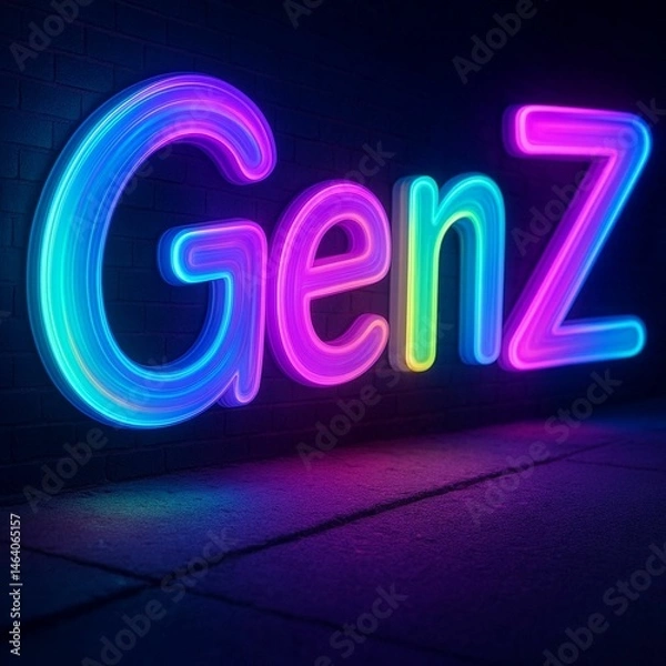 Obraz AI-generated vibrant neon sign spelling 'GenZ' in colorful glowing letters.