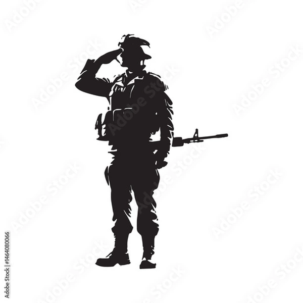Obraz a male soldier saluting and carrying a weapon