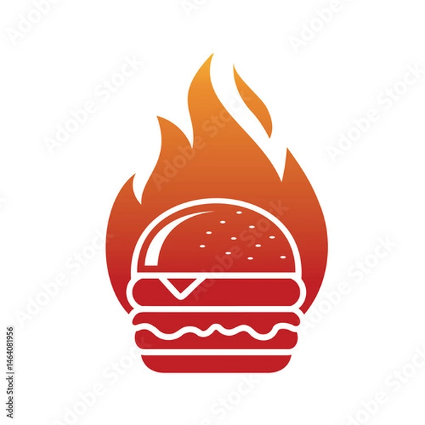 Obraz Creative burger hamburger fire flame logo vector icon symbol	