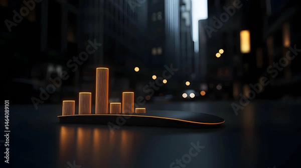 Fototapeta Abstract Cityscape At Night With Glowing Structures