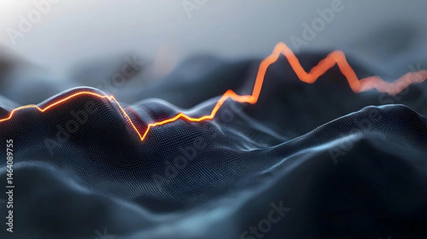 Fototapeta Abstract Data Visualization Graph With Orange Lines