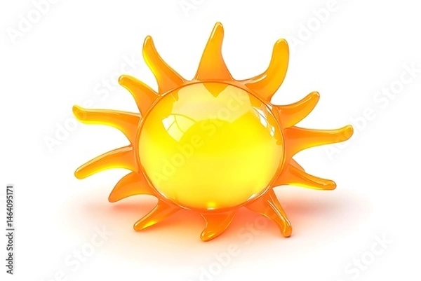 Fototapeta 3D Style Vibrant Sun Icon with Glowing Rays