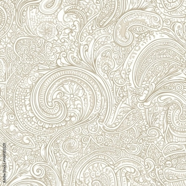 Obraz Beige And White Intricate Paisley Pattern Design