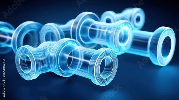 Fototapeta Transparent engineering shapes and lines on a clean modern background