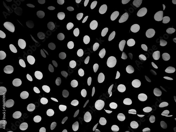 Obraz Black fabric with white polka dots pattern	