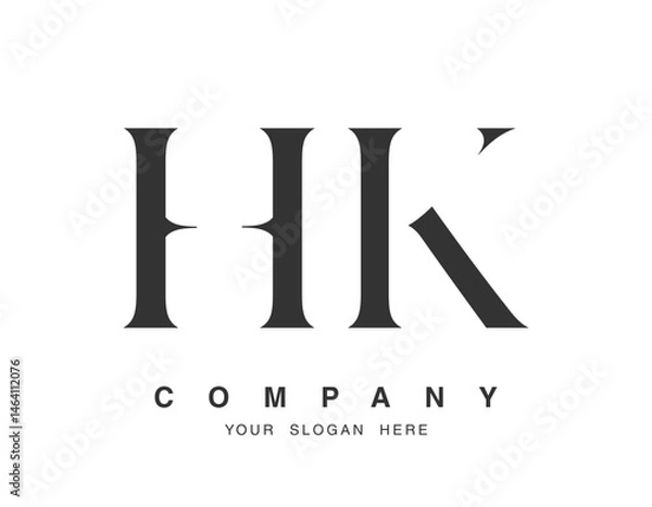 Fototapeta HK logo design. Initial letter h and k serif font style. Creative classic company name typography. Trendy logotype or identity.
