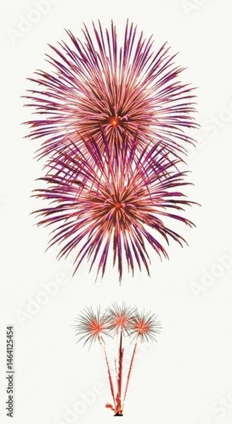 Fototapeta Vibrant Red Firework Display Against a Neutral Background