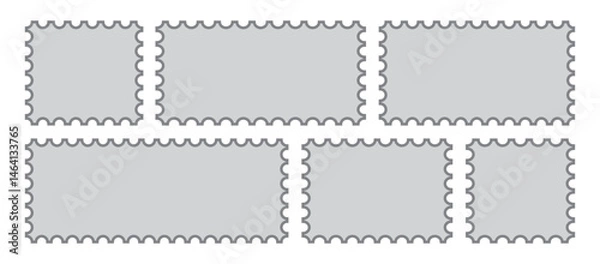 Fototapeta Blank postage stamps borders vector set. Mockup postage stamps with shadow. Realistic trendy post stamps set. Postage stamp vector. Vector illustration. 
