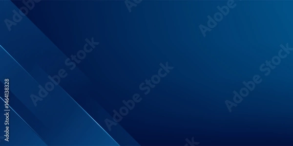 Fototapeta Abstract modern blue horizontal banner background with geometric diagonal overlay layer and glowing lines. Suit for banner, poster, cover, header, flyer, brochure, website, presentation.