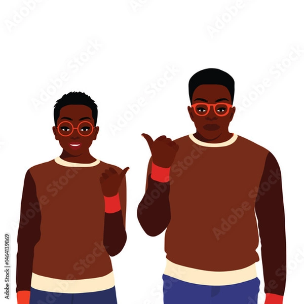 Obraz Afro black woman and man in elegant art style vector