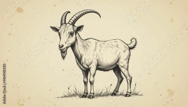 Fototapeta goat hand drawn vector illustration realistic sketch
