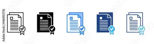 Fototapeta Certificate Icon Set With Multiple Style Collection 