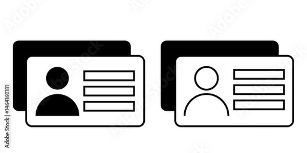 Obraz Black and white identity card and driver licence icons for digital use printable materials online verification systems and official identification design projects
