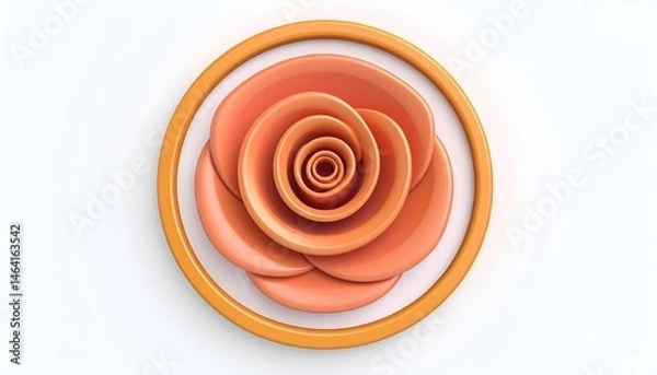 Fototapeta Peach Rose in Circle Frame